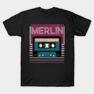 Personalized Merlin Name Vintage Styles Camping 70s 80s 90s T-Shirt